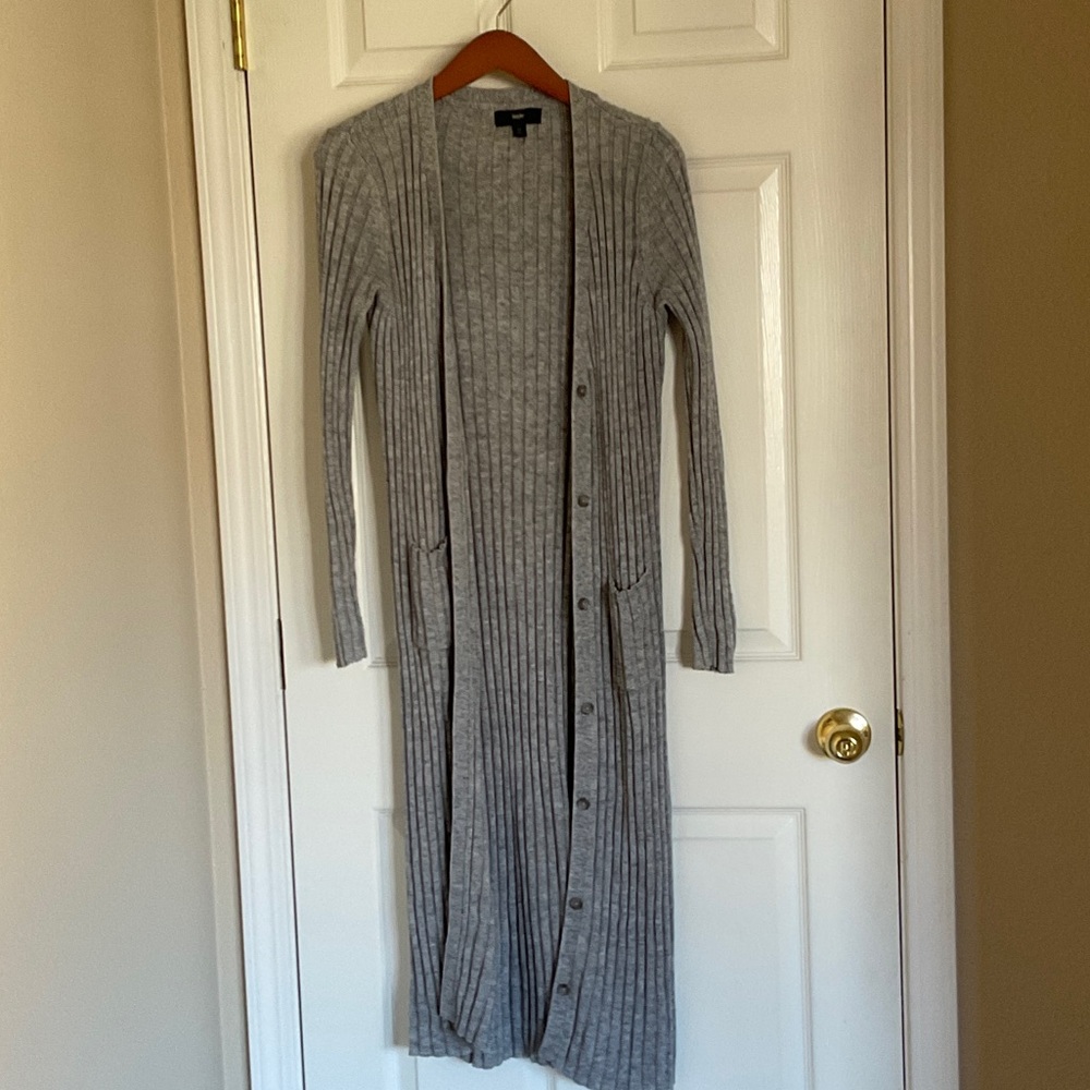 Mossimo Supply Co. Gray Ribbed Button Up Sweater Duster